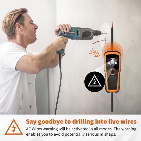 Stud Finder Wall Scanner, Advanced 5-in-1 Detector for Wood, Metal, Joists, Pipes, and AC Wires, Upgraded Intelligent Chip, High-Definition LCD Display, and Audible Alarm